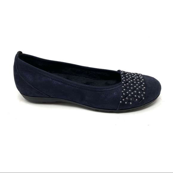 Gabor 94.160.86 navy studded faux fur lined flats - Picture 1 of 10
